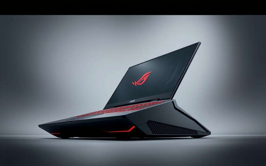 A sleek and powerful ASUS ROG Zephyrus G16 gaming laptop positioned in a well lit studio