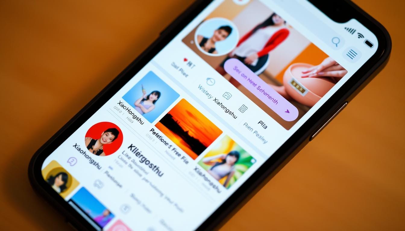 Detailed close up view of several Xiaohongshu brand accounts displayed on a smartphone screen.