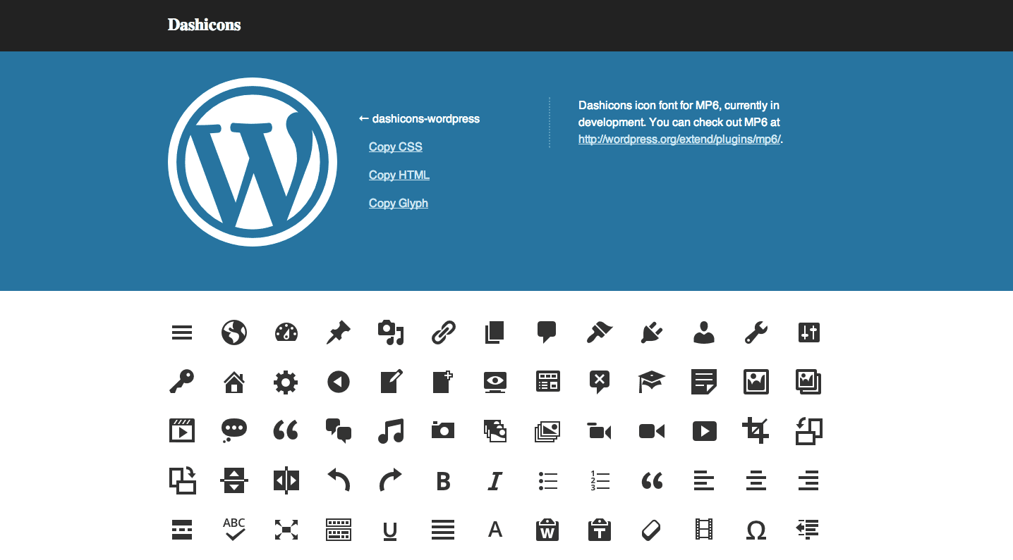 wordpress dashicons