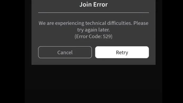 roblox error code 529 roblox error code 529